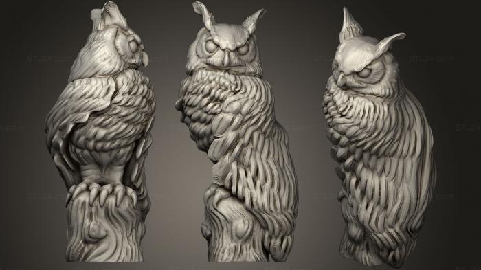 Bird figurines (Great Horned Owl, STKB_0171) 3D models for cnc